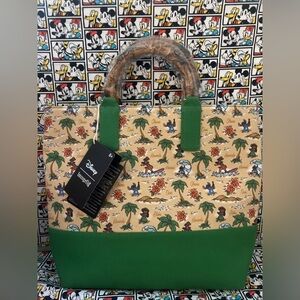 Loungefly Disney Lilo & Stitch Beach Scenes Allover Print Canvas Tote Bag NWT